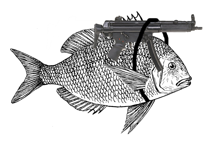 Image result for fish with guns