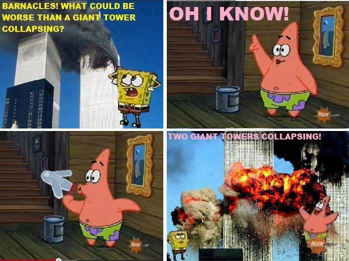 spongebob patrick 9/11 twin towers joke lol what could be worse tower.