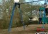 Girl flies off swing
