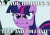 Seriously, bronies... Love and tolerate.