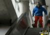 Skiing Down Escalator