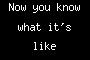 Now you know what it's like