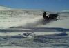 Snowmobile jump Wipeout