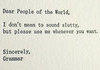 Dear World