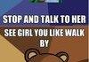 Girl walking by