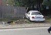 <b>A</b> police car crashed into my fence...