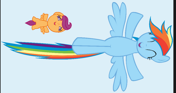 scootaloo and rainbow dash flying