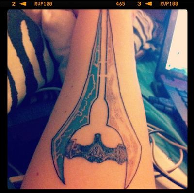 This Halo Sword Tattoo Just May Give You a Splatter Medal  Hawty McBloggy  Invites You to Play