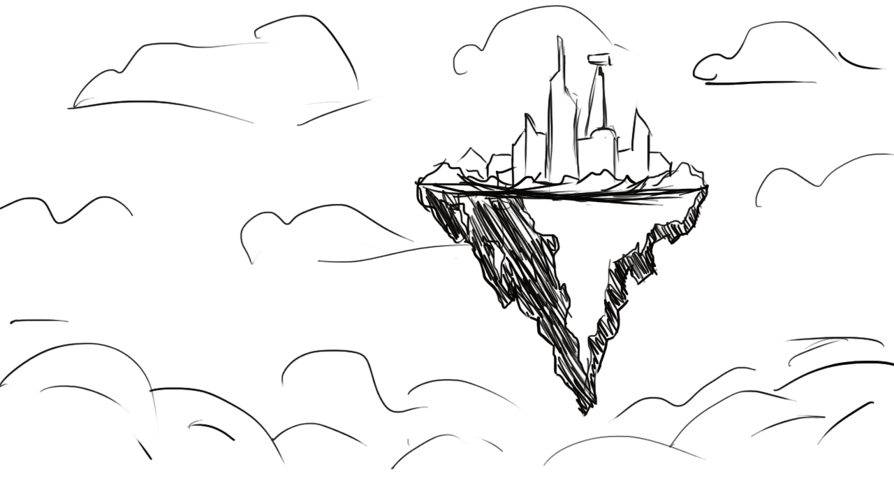 flying city drawing